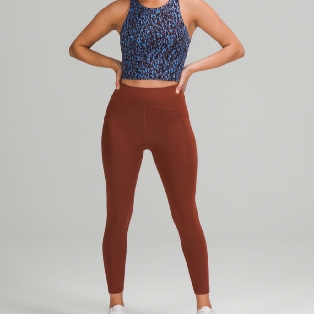 Lululemon power thru high rise crop leggings with pockets